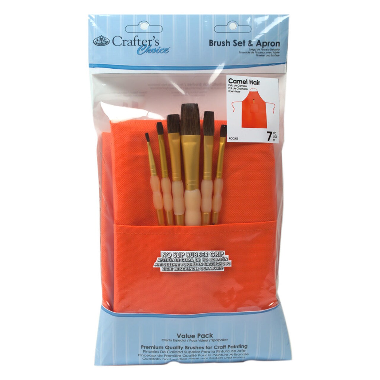 RCC 505 | Crafter's Choice™ 6pc Camel Hair Variety Brush Set & Apron